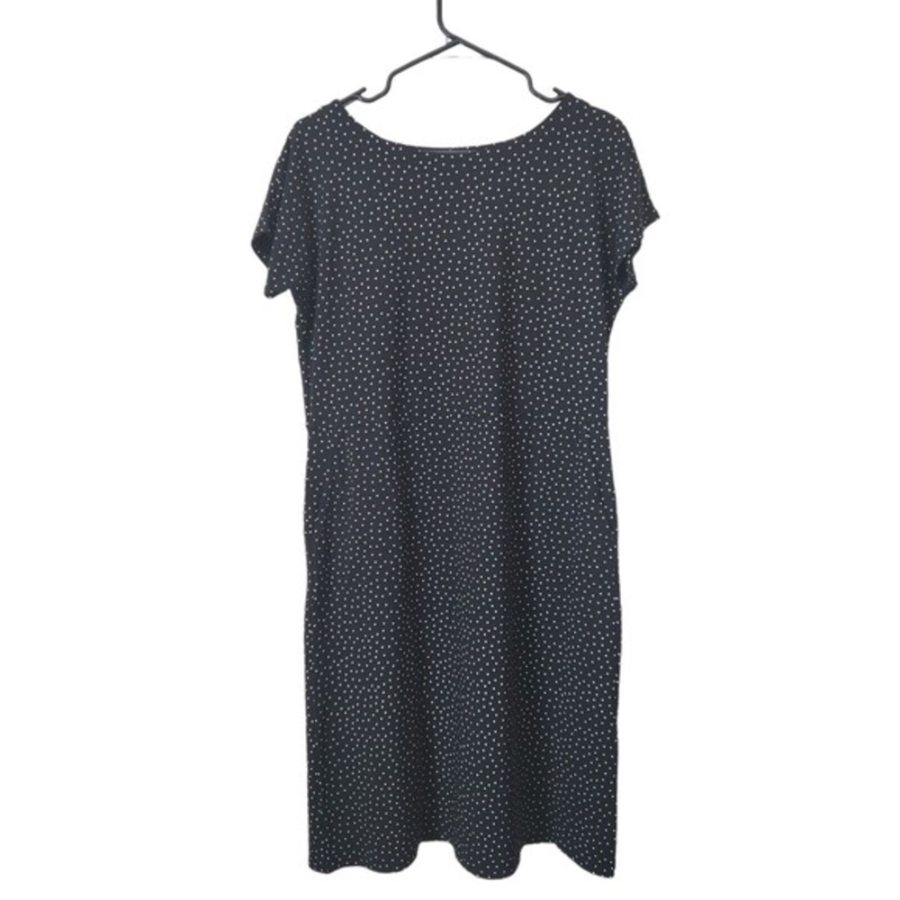 J Jill Wearever Collection Black Polka Dot Dress Shortsleeve‎ Women's Size Small